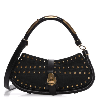 Burberry Denim Studded Shoulder Bag Navy Blue 1 of 10