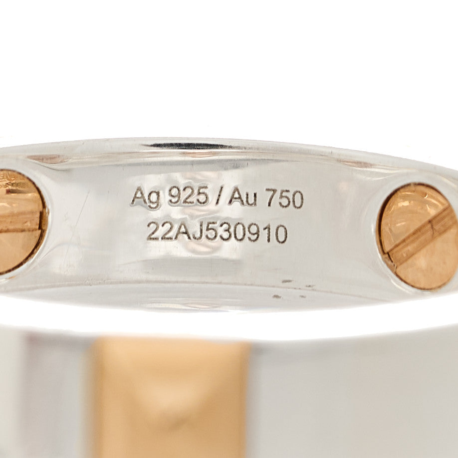 Hermes Sterling Silver 18K Rose Gold Clou d' H Ring 59 8.75 6 of 7