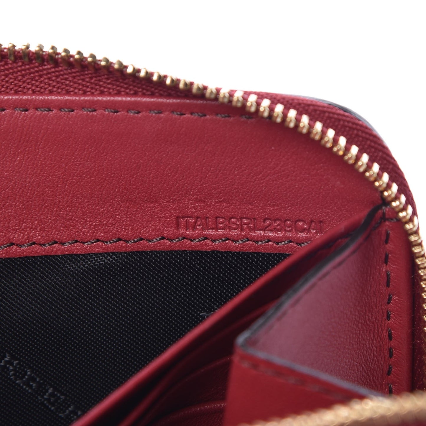 Calfskin House Check Elmore Zip Around Wallet Russet Red