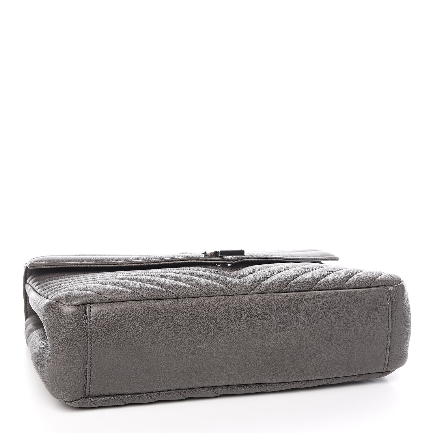 Saint Laurent Sheepskin Matelasse Chevron Monogram Large College Satchel Light Coal 4 of 12