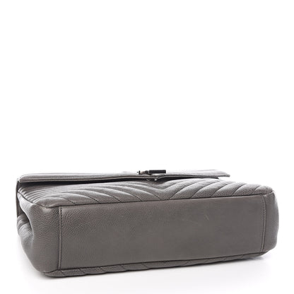Saint Laurent Sheepskin Matelasse Chevron Monogram Large College Satchel Light Coal 4 of 12