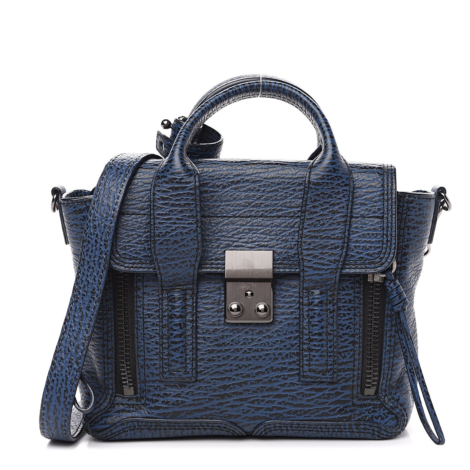 3.1 Phillip Lim 3.1 Textured Calfskin Mini Pashli Satchel Lapis Black 1 of 9