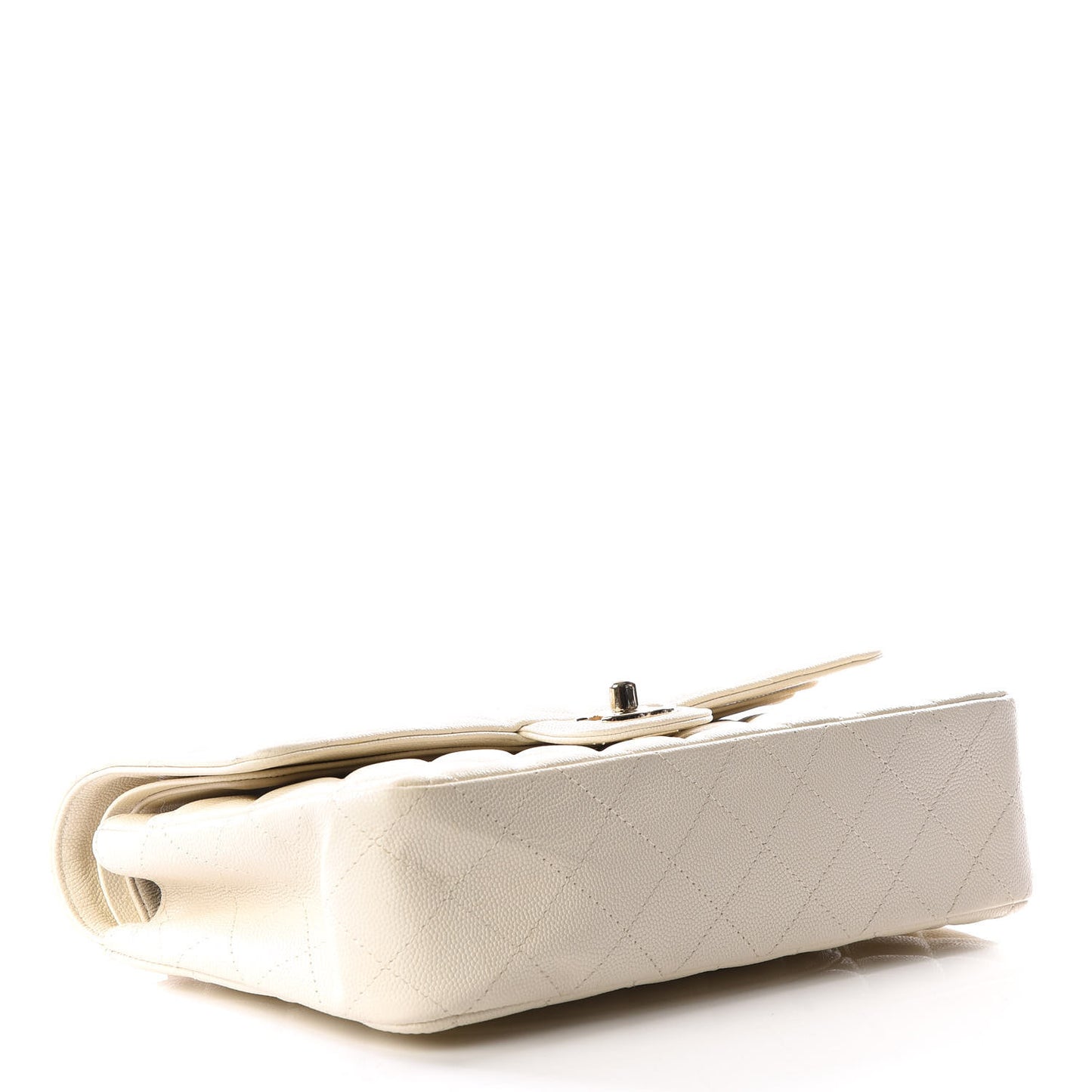 Caviar Quilted Medium Double Flap White