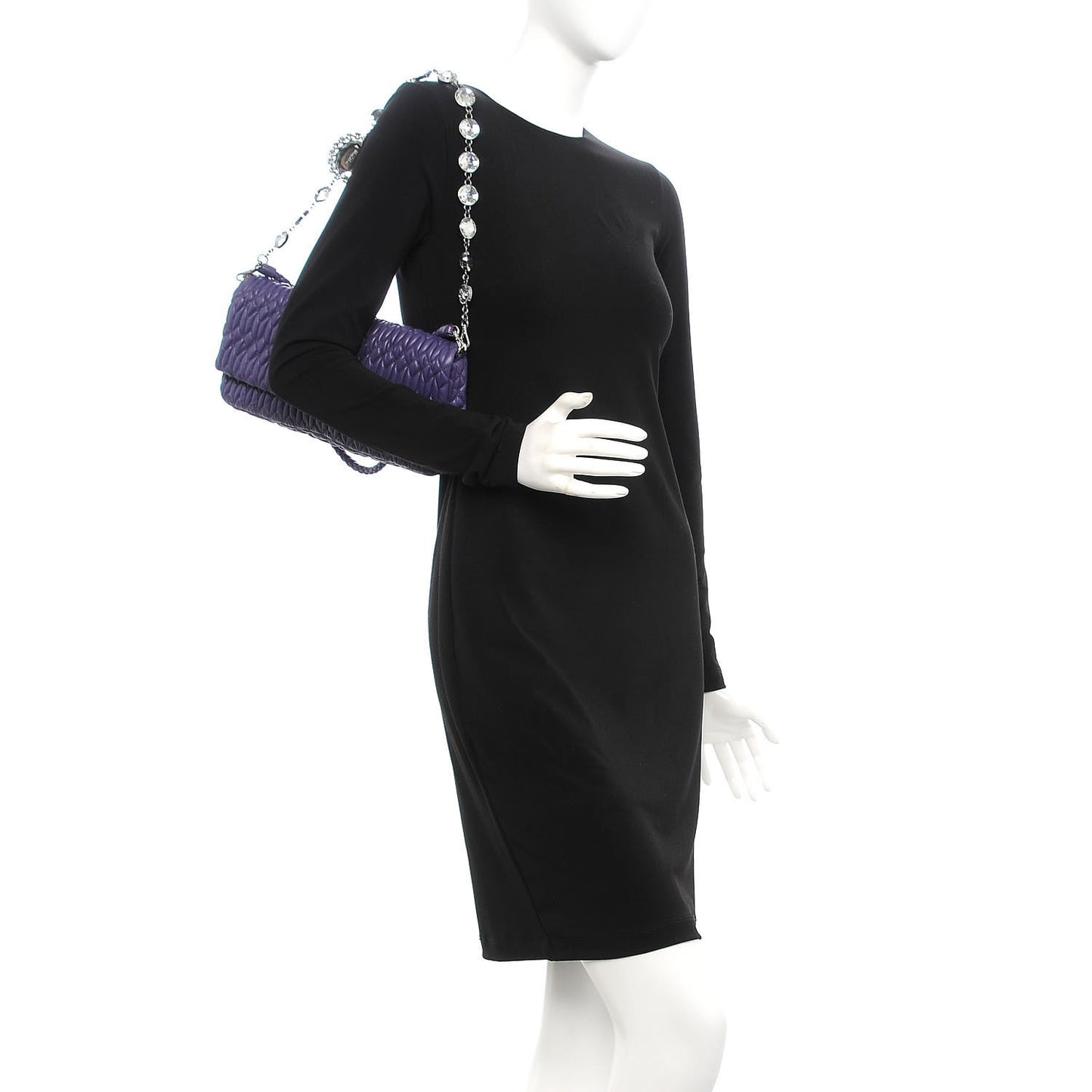 Nappa Matelasse Crystal Flap Clutch Viola
