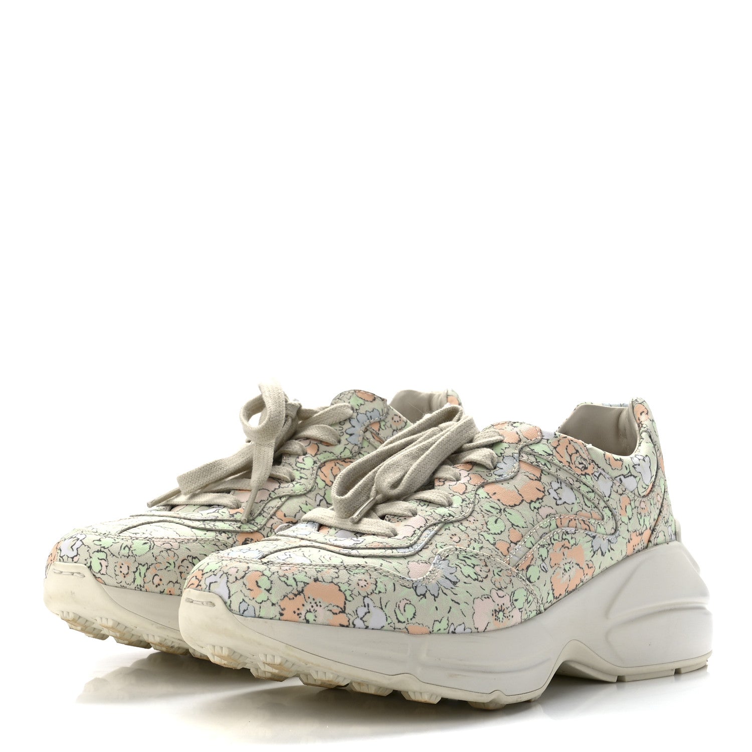Gucci X LIBERTY OF LONDON Calfskin Infinity Tracy Womens Rhyton Sneakers 39.5 Mint Peach 3 of 9