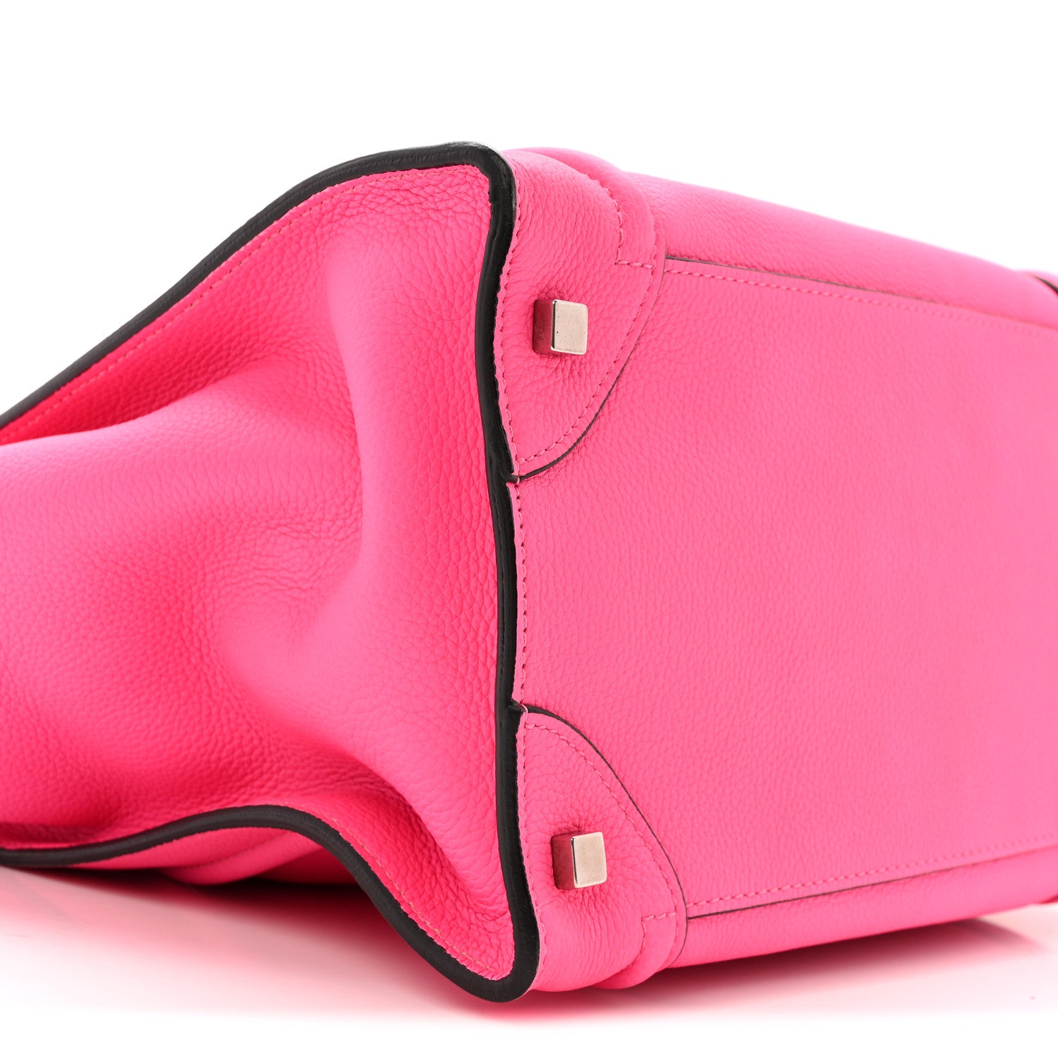 Celine Drummed Calfskin Mini Luggage Fluo Pink 8 of 13