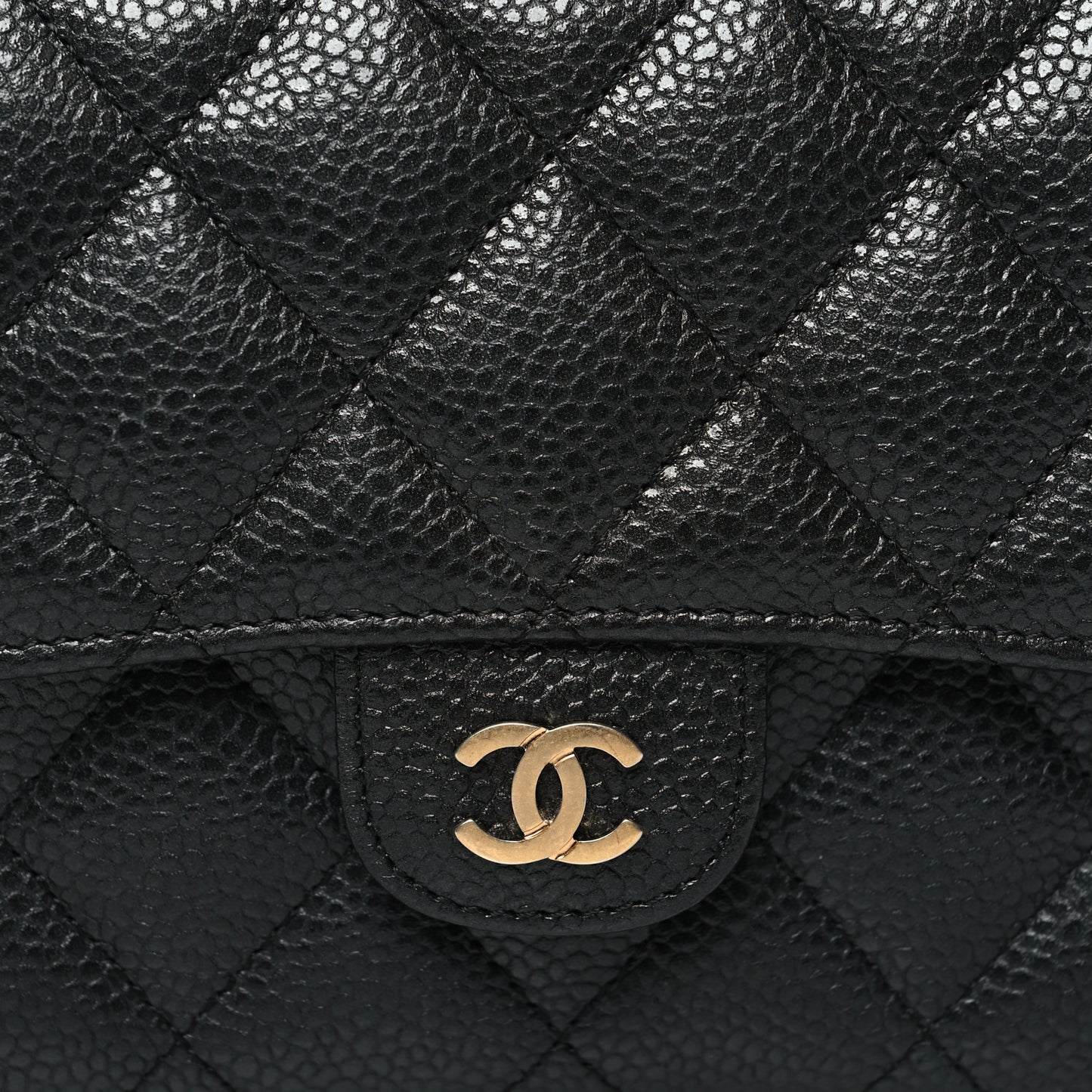 Caviar Quilted Small Flap Wallet Black