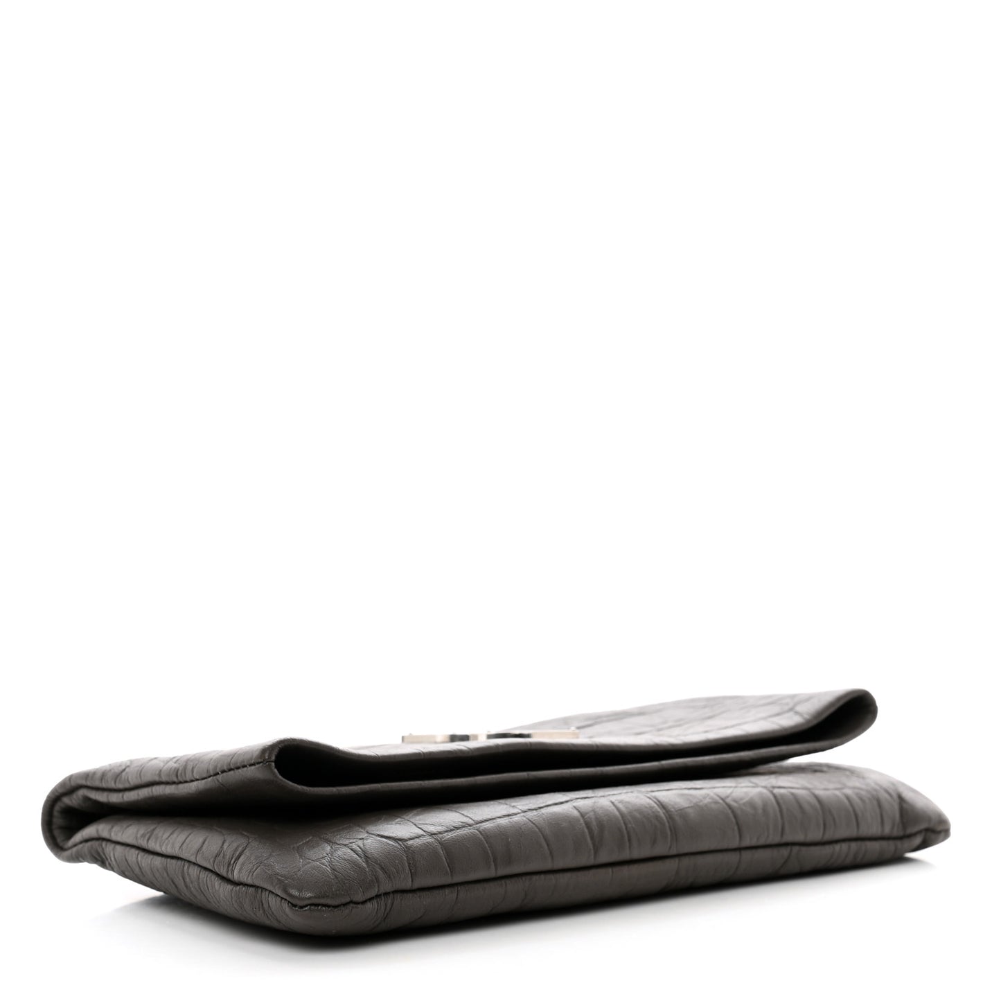 Crocodile Embossed Calfskin West Hollywood Monogram Fold Over Clutch Earth