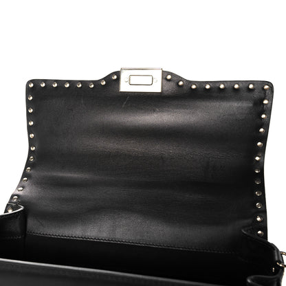 Valentino Garavani Vitello Medium Rockstud Single Handle Flap Bag Black 10 of 15