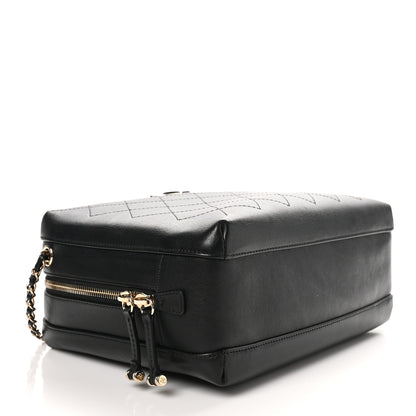 Chanel Calfskin Stitched Sleek Box Top Handle Vanity Bag Black 5 of 12