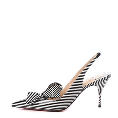 Christian Louboutin Patent Stripes Clare Nodo 80 Pumps 39 Black White 1 of 10