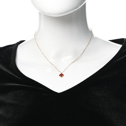 Van Cleef & Arpels 18K Rose Gold Carnelian Sweet Alhambra Pendant Necklace 2 of 6