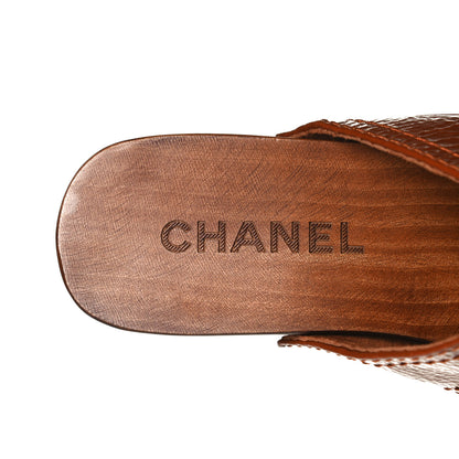 Chanel Glazed Calfskin Wood Chain Sandals 36 Brown 11 of 14