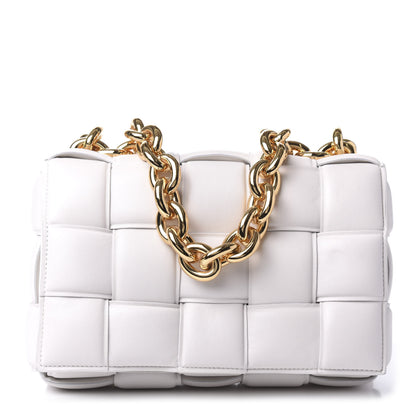 Bottega Veneta Lambskin Maxi Intreccio Padded Chain Cassette Crossbody Bag White 1 of 10