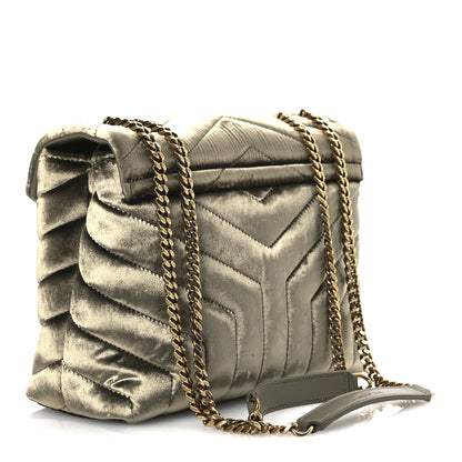 Saint Laurent Velvet Y Quilted Monogram Small Loulou Chain Satchel Dark Vintage Olive 3 of 11