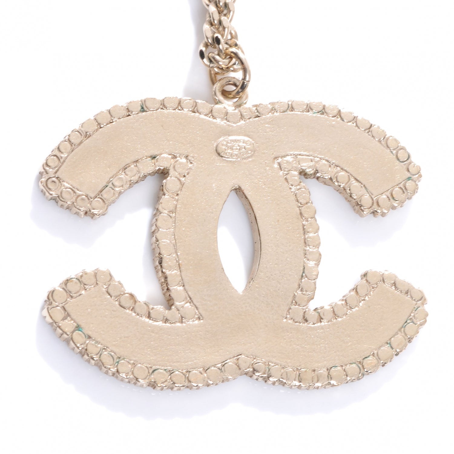 Chanel Crystal Enamel Striped Large CC Necklace Gold 4 of 5