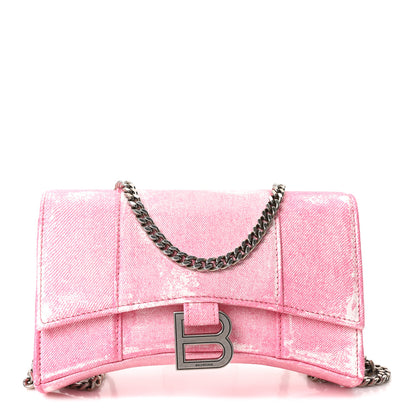 Balenciaga Nappa Denim Printed Hourglass Chain Bag Denim Pink 1 of 8