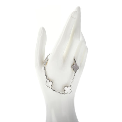 Van Cleef & Arpels 18K White Gold Mother of Pearl 5 Motifs Vintage Alhambra Bracelet 2 of 5