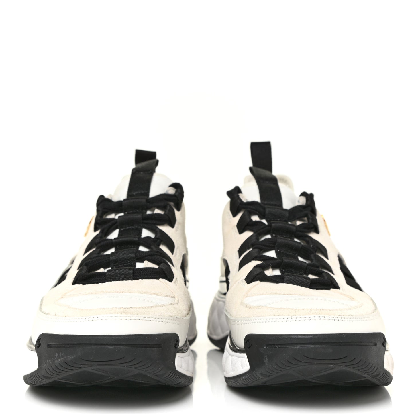 Fabric Calfskin Suede CC Sneakers 39 Ivory Black