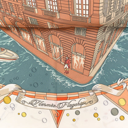 Hermes Silk Flagship Scarf 90 Creme Orange Vert 3 of 3
