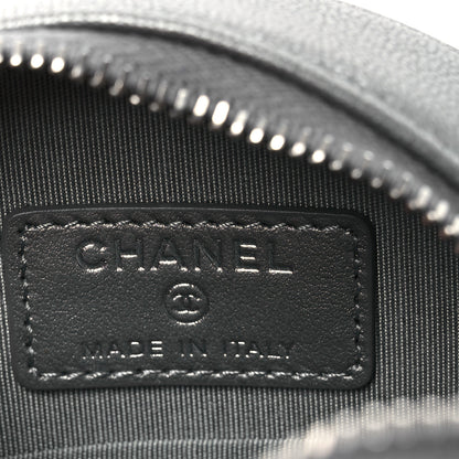 Chanel Goatskin Camellia Embossed Round Clutch With Chain Grey 6 of 11