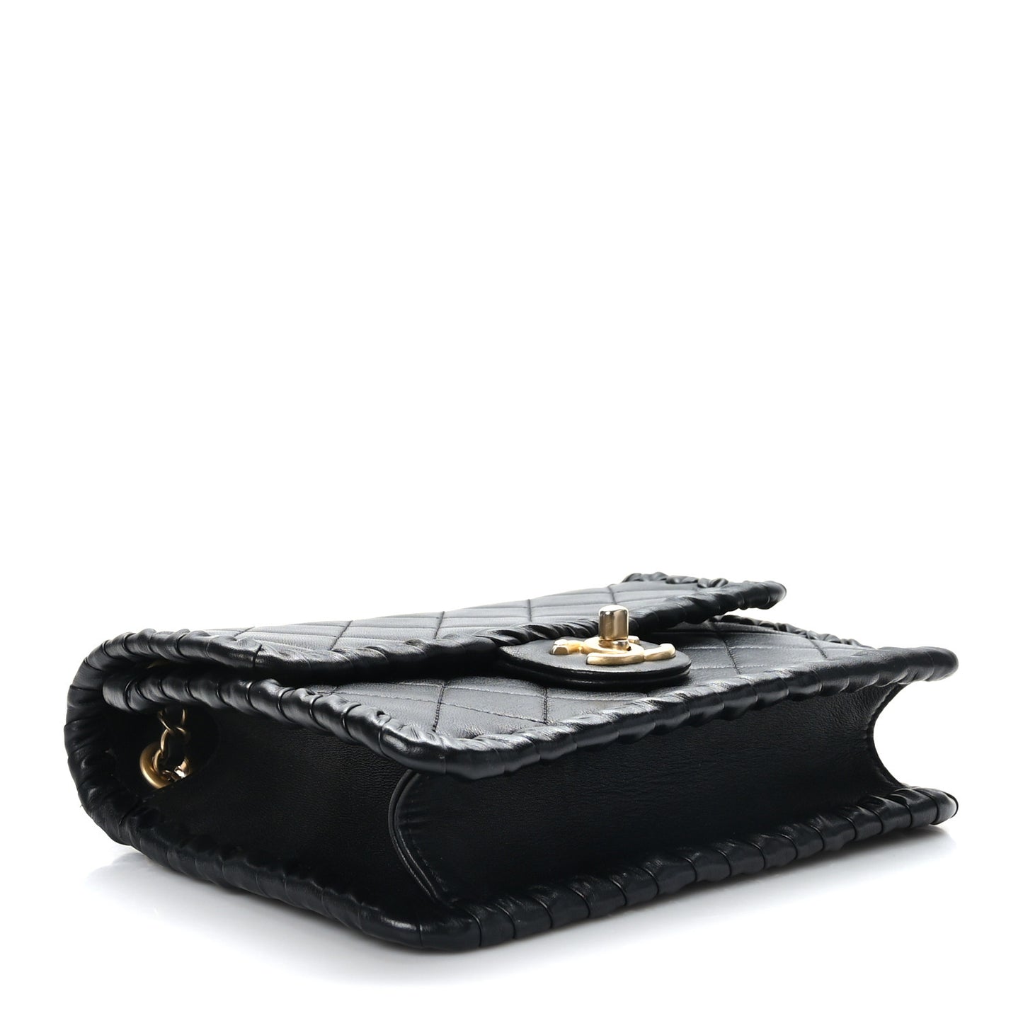 Calfskin Braided My Own Frame Flap Black