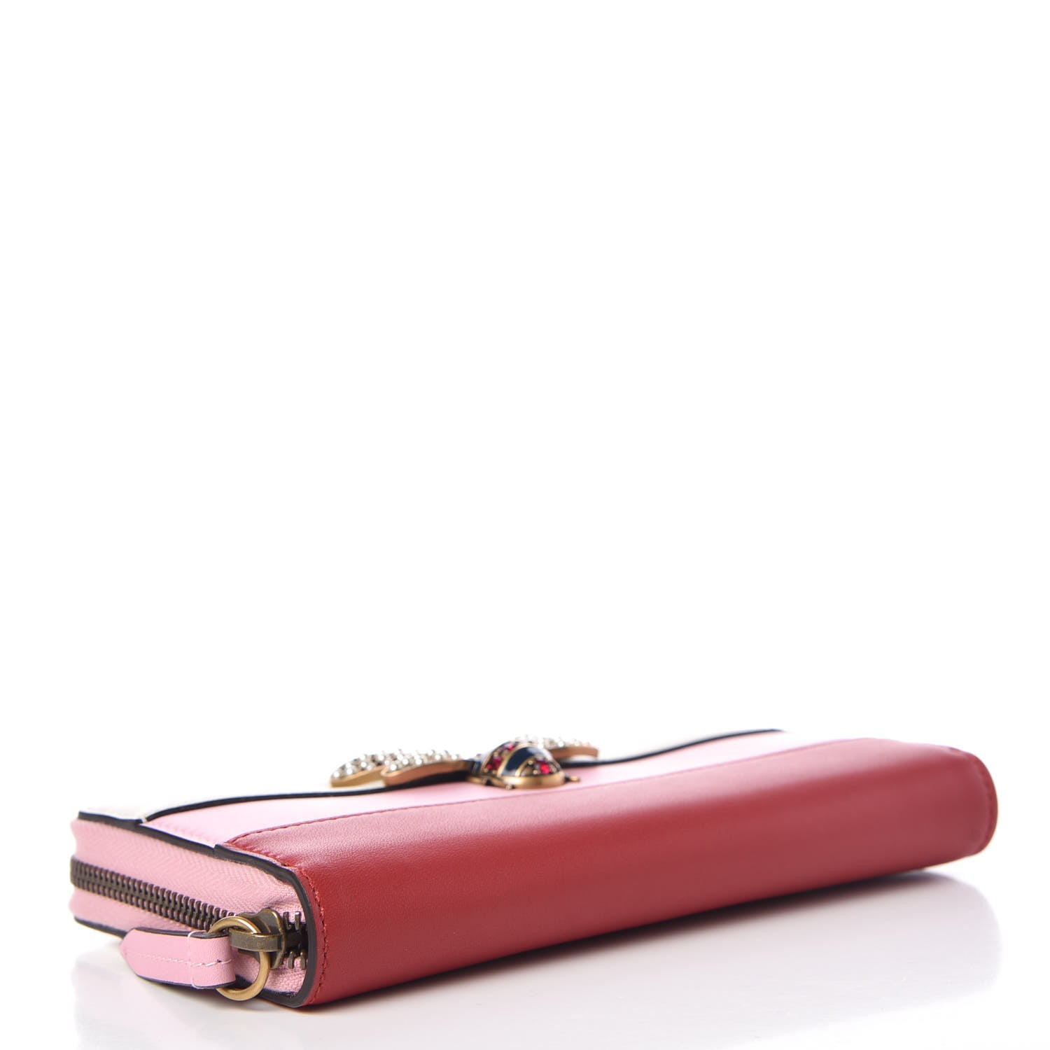 Gucci Calfskin Queen Margaret Zip Around Wallet Sugar Pink Hibiscus Red Mystic White 4 of 9