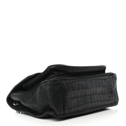 Saint Laurent Crocodile Embossed Lambskin Monogram Medium Niki Chain Satchel Black 3 of 5