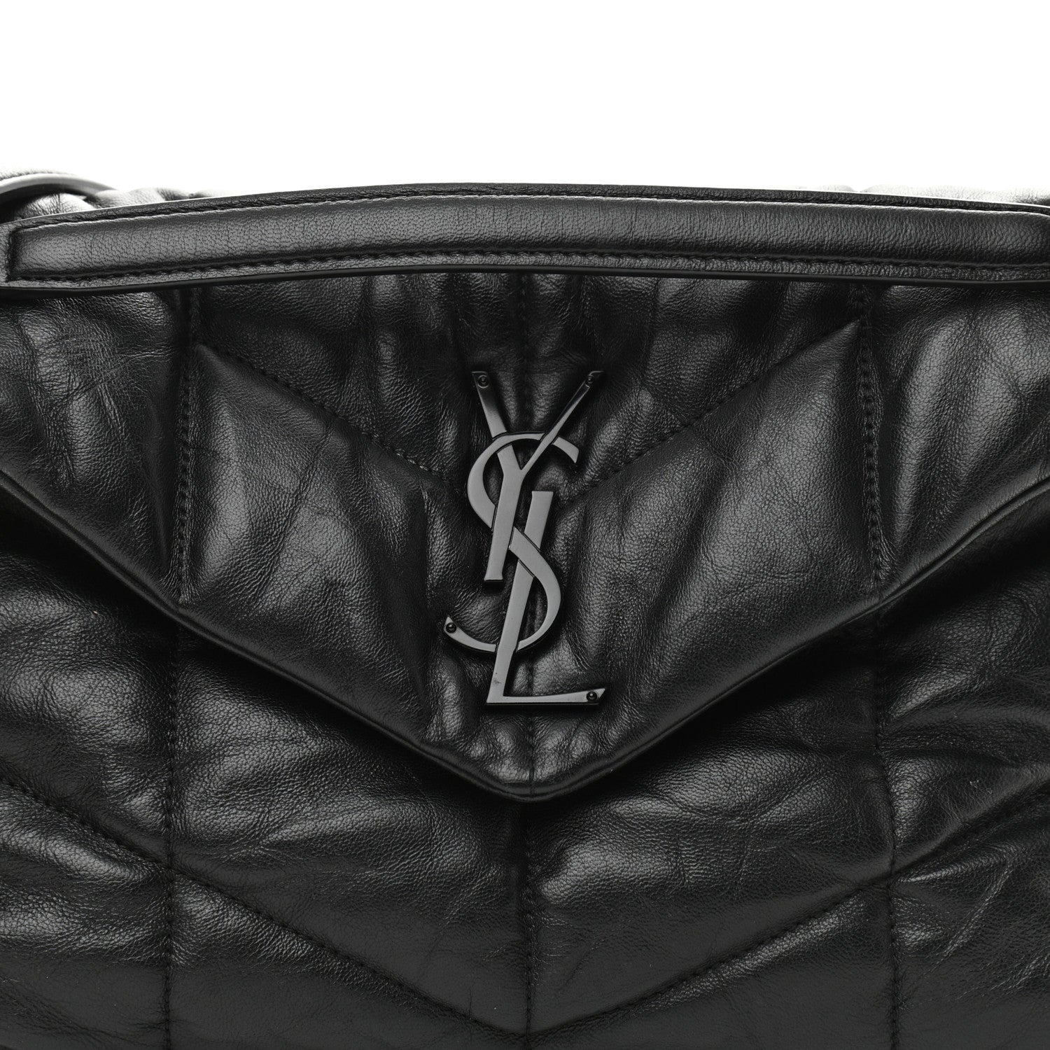 Saint Laurent Lambskin Quilted Monogram Monochrome Small Loulou Puffer Chain Satchel Black 8 of 10