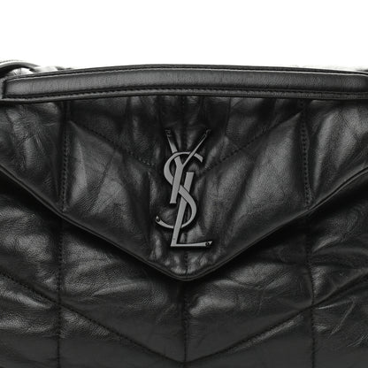 Saint Laurent Lambskin Quilted Monogram Monochrome Small Loulou Puffer Chain Satchel Black 8 of 10