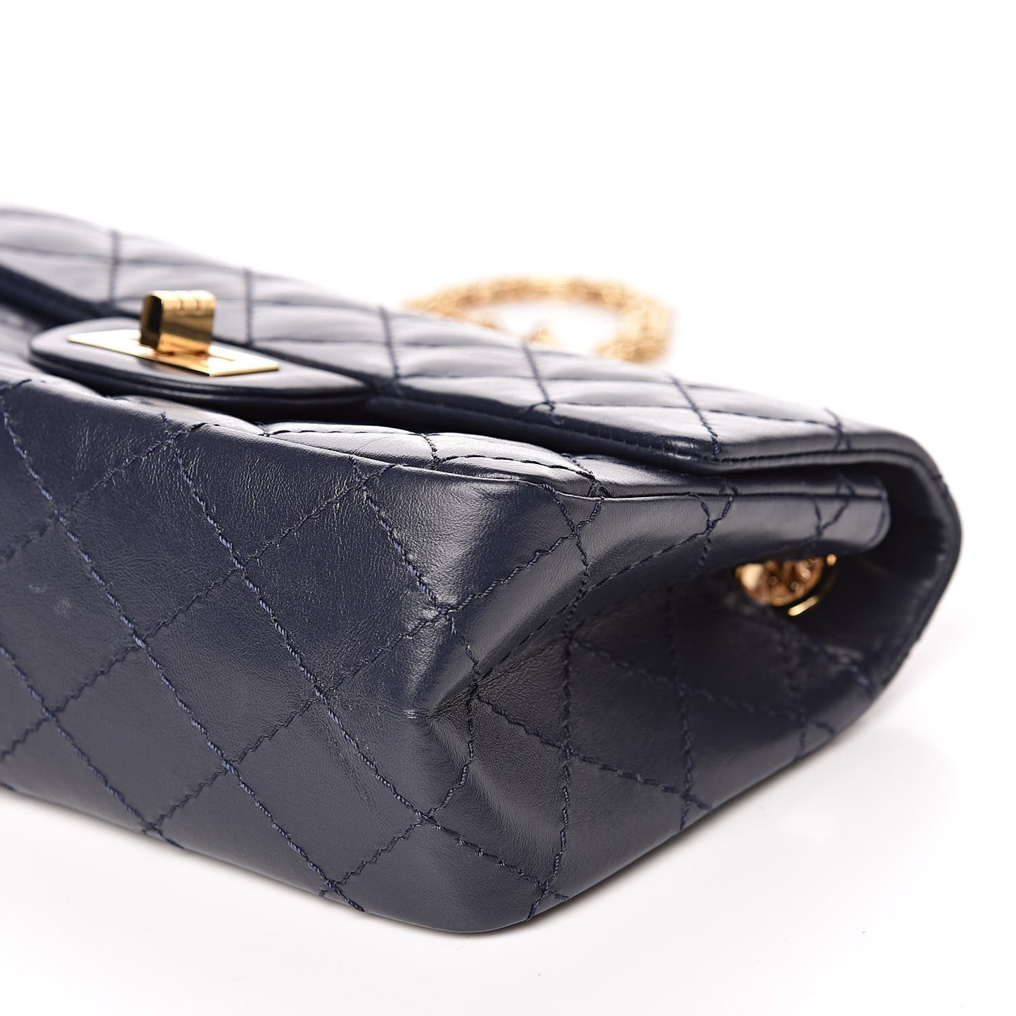 Aged Calfskin Quilted 2.55 Reissue Mini Flap Navy