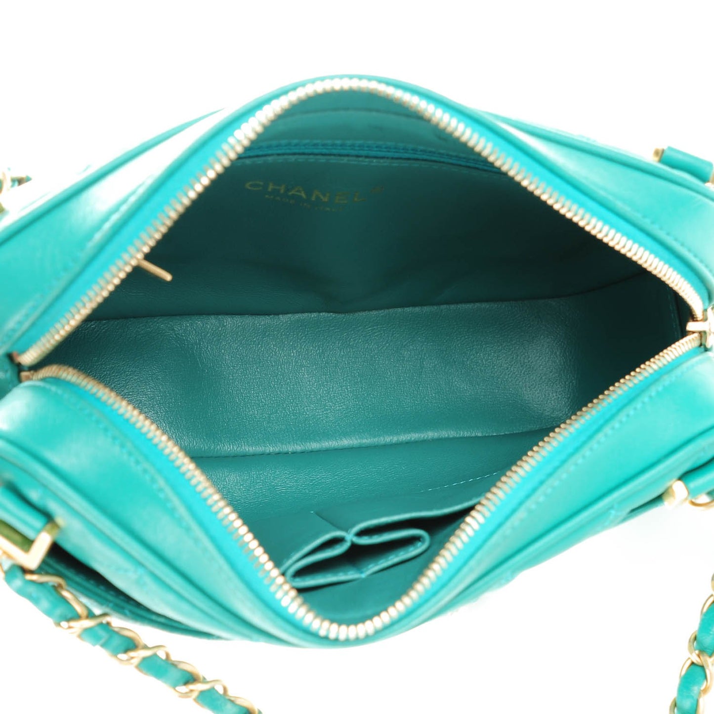 Lambskin Quilted Medium CC Crown Camera Case Green