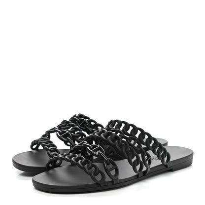 Hermes Rubber Chaine d'Ancre Nude Sandals 36 Black 3 of 7