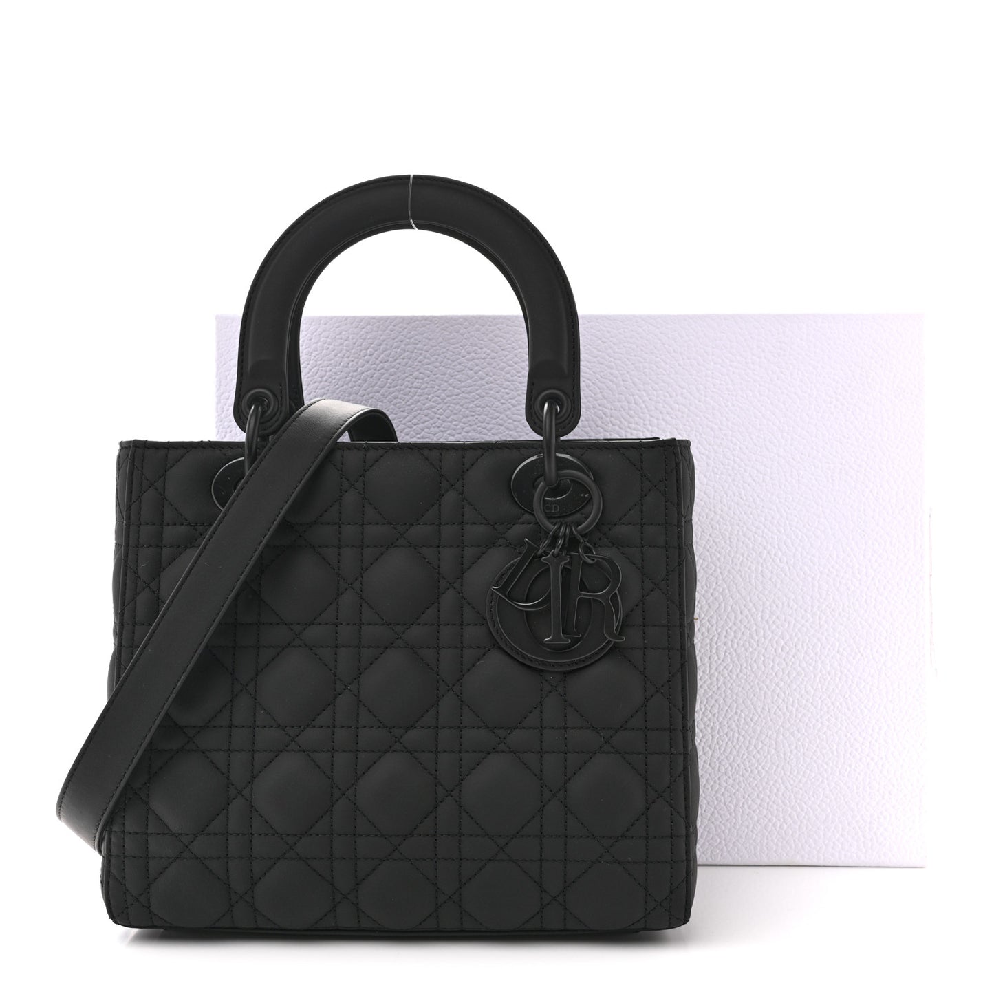 Ultra Matte Calfskin Cannage Medium Lady Dior Black