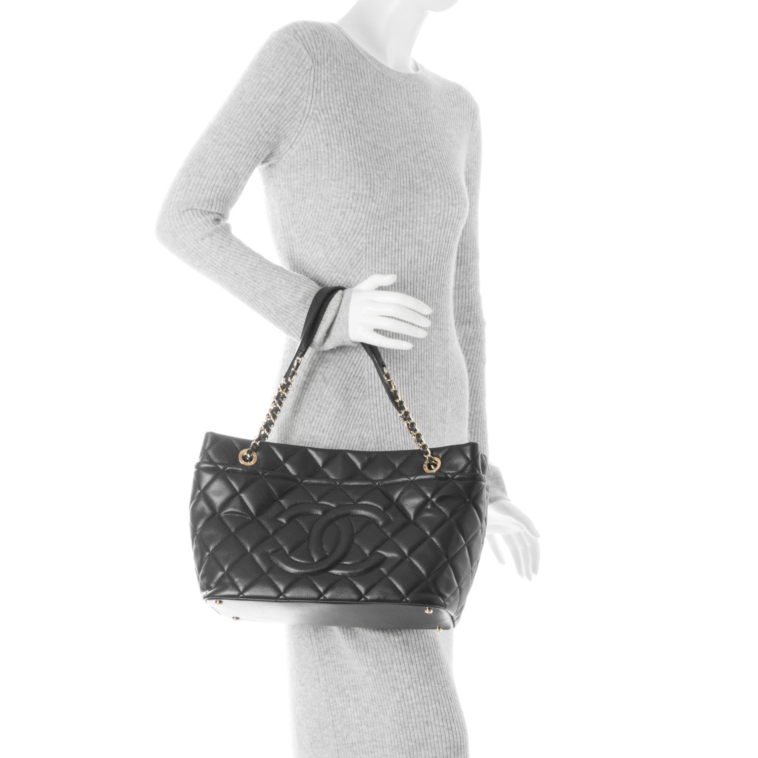 Chanel Caviar Quilted Timeless CC Soft Tote Black 2 of 7
