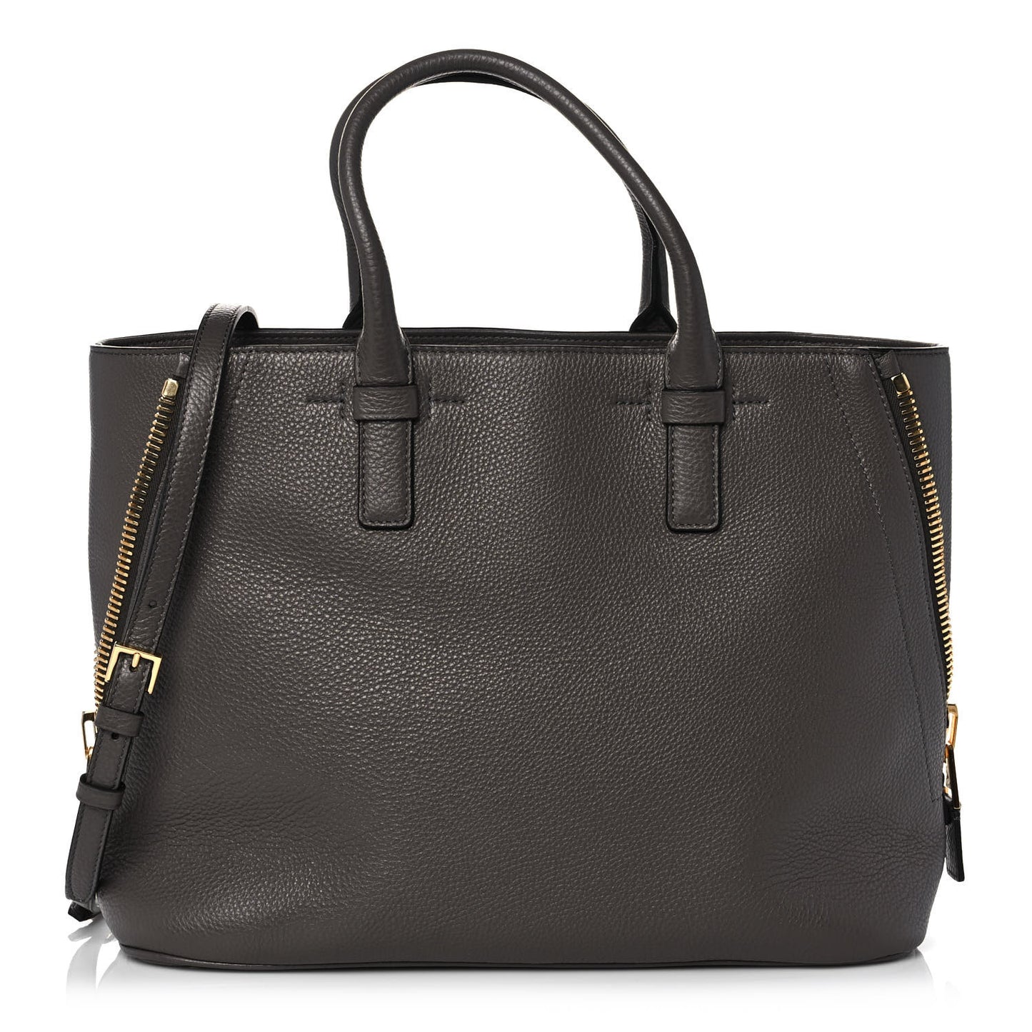 Pebbled Calfskin Medium Jennifer Zip Tote Graphite