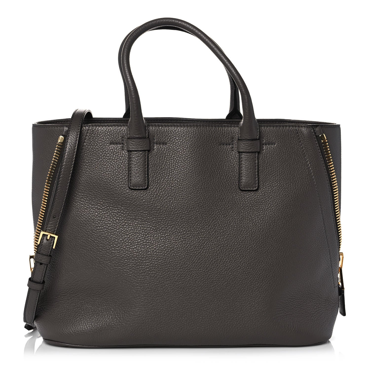 Tom Ford Pebbled Calfskin Medium Jennifer Zip Tote Graphite 1 of 9