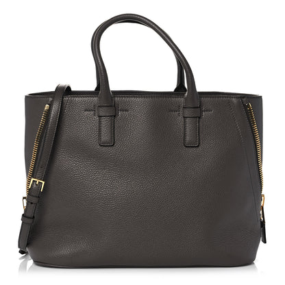 Tom Ford Pebbled Calfskin Medium Jennifer Zip Tote Graphite 1 of 9