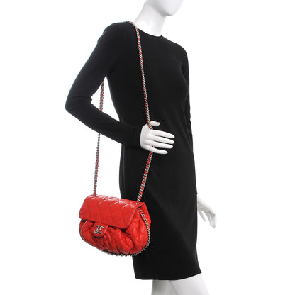Chanel Washed Lambskin Medium Chain Around Messenger Red 2 of 8