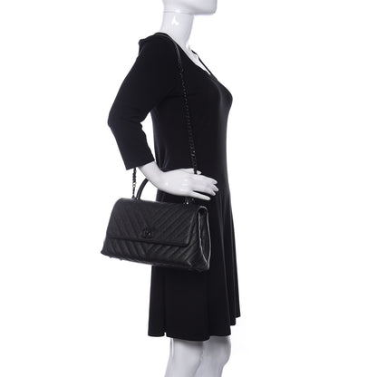 Chanel Caviar Chevron Quilted Small Coco Handle Flap So Black 2 of 13