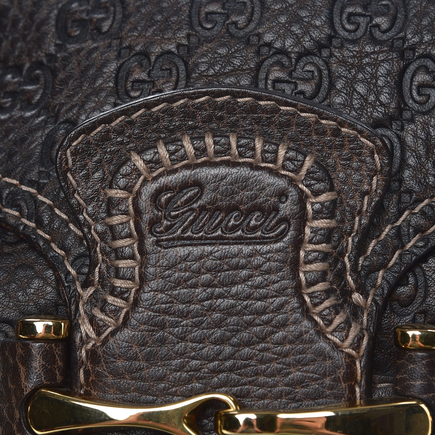 Gucci Guccissima New Pelham Satchel Dark Brown 9 of 13