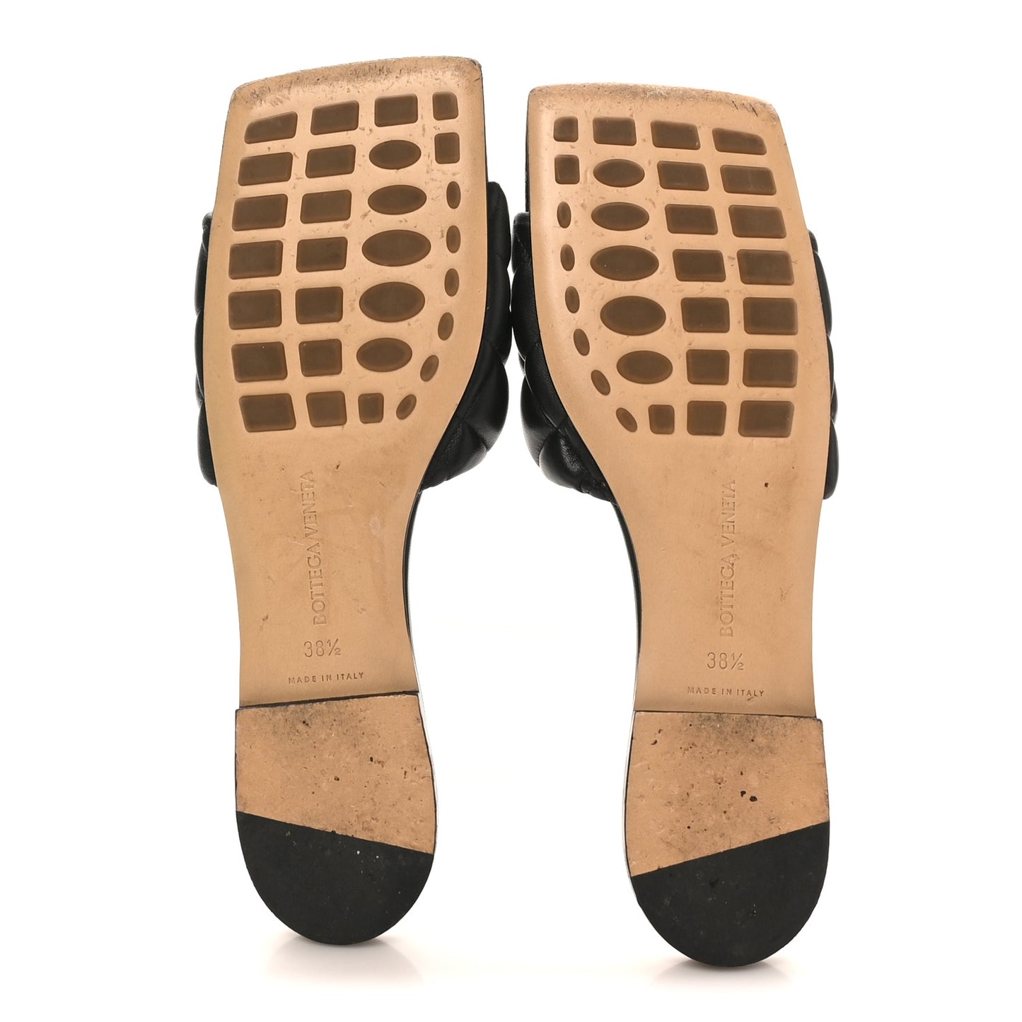 Nappa Matelasse Padded Flat Sandals 38.5 Black