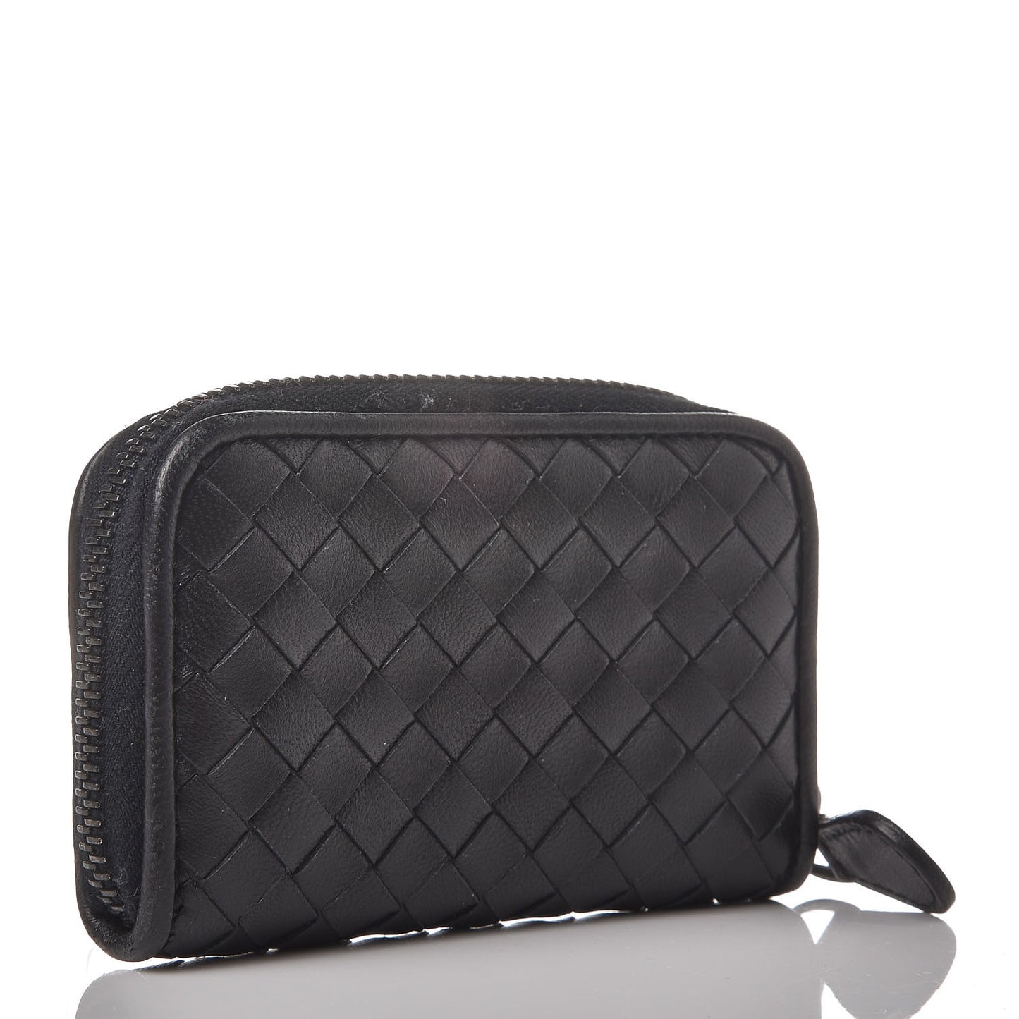 Nappa Intrecciato Zip Around Coin Purse Black