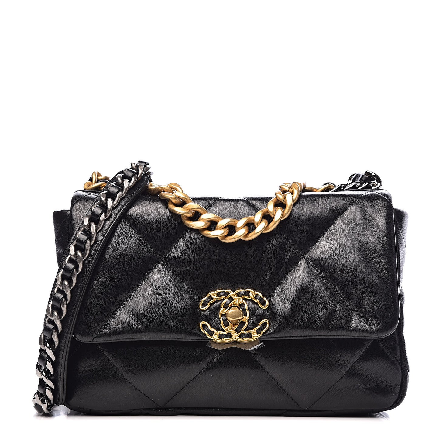 Goatskin Quilted Medium 19 Flap Black