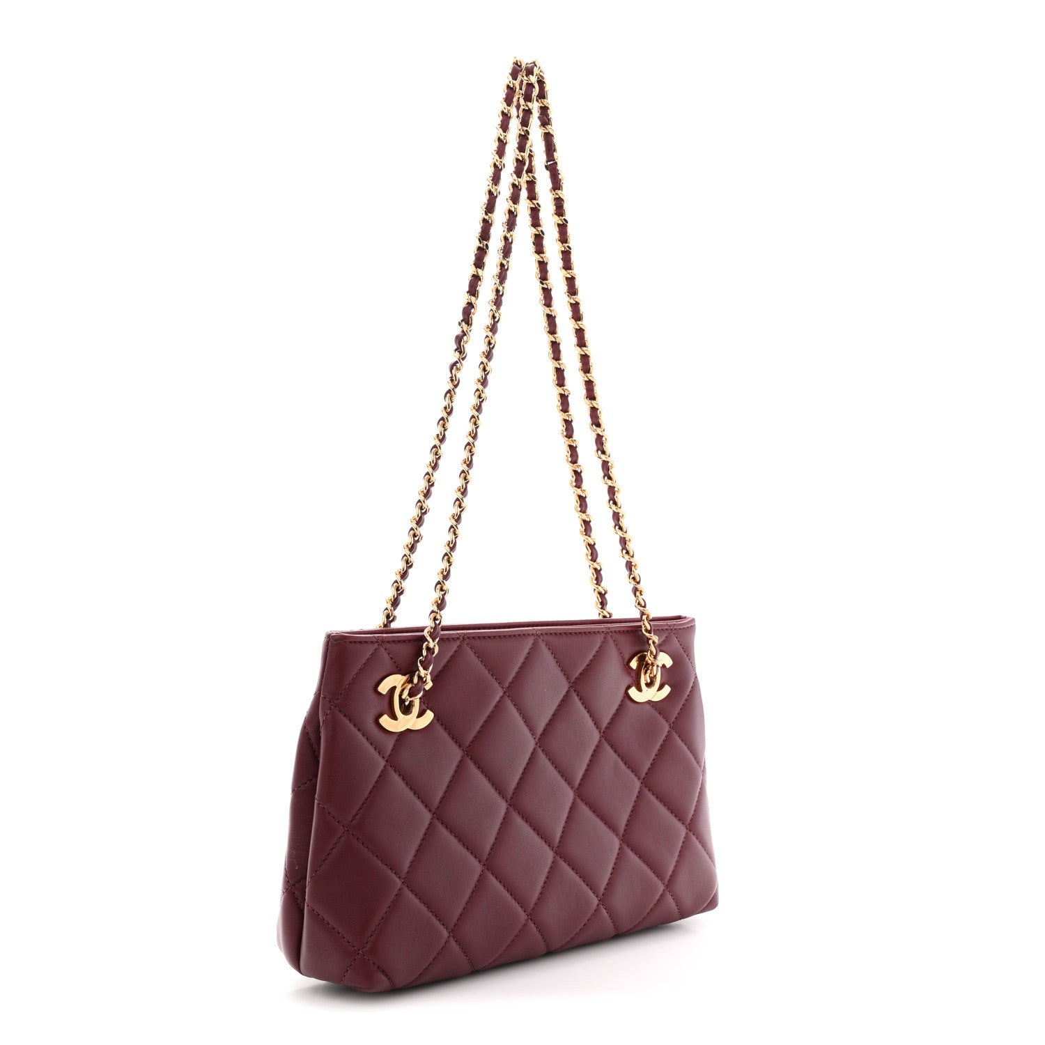 Chanel Lambskin Quilted Small Eyes On You Shopping Bag Dark Burgundy 3 of 11