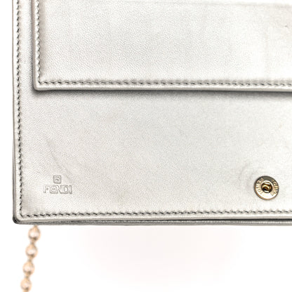 Fendi Metallic Nappa Logo Embossed Long Wallet On Chain Silver 19 of 26