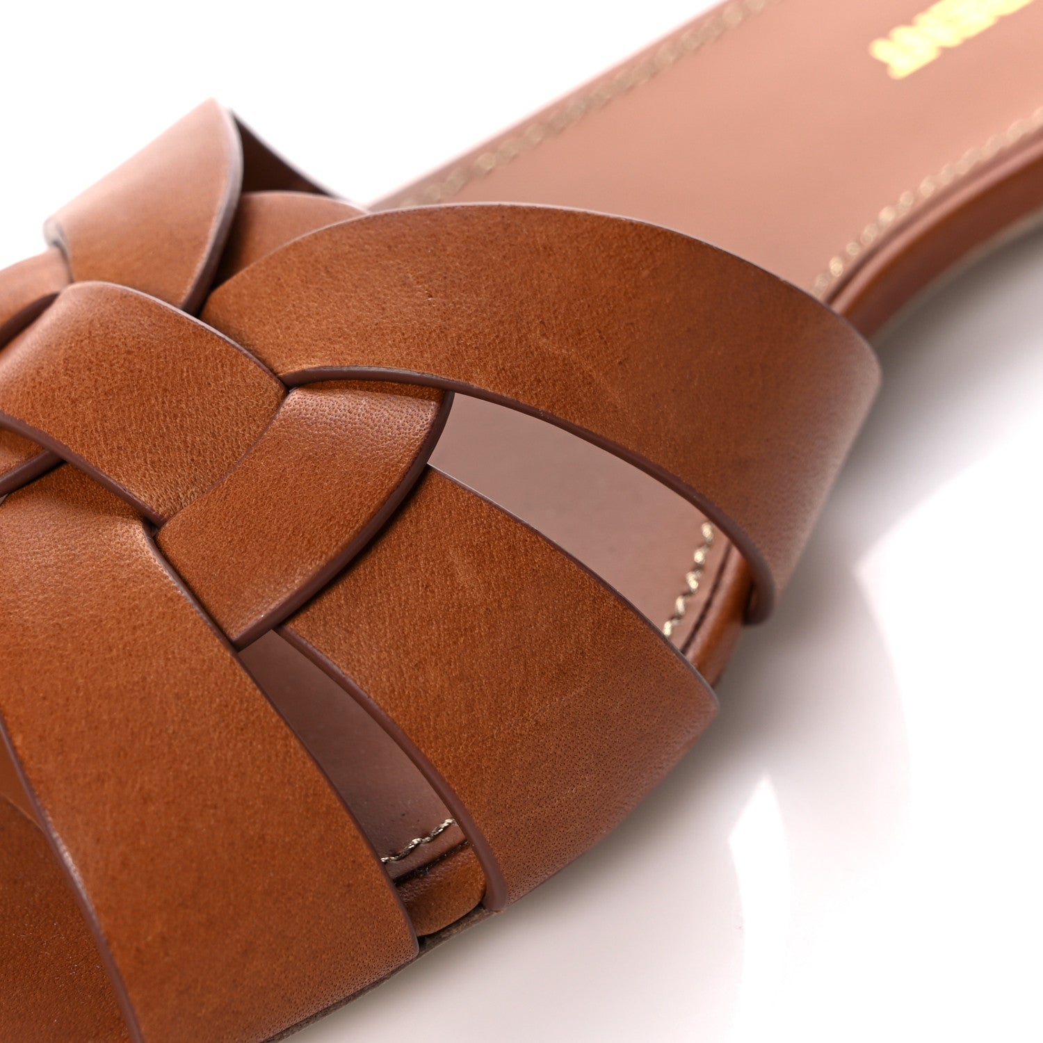 Saint Laurent Calfskin Tribute 05 Slide Sandals 37 Amber 9 of 11