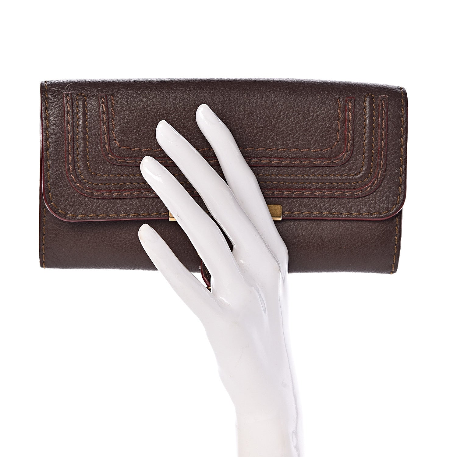 Chloe Calfskin Marcie Continental Flap Wallet Truffle 2 of 6