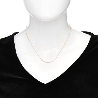 Tiffany 18K Rose Gold Diamond Small T Smile Pendant Necklace 2 of 5