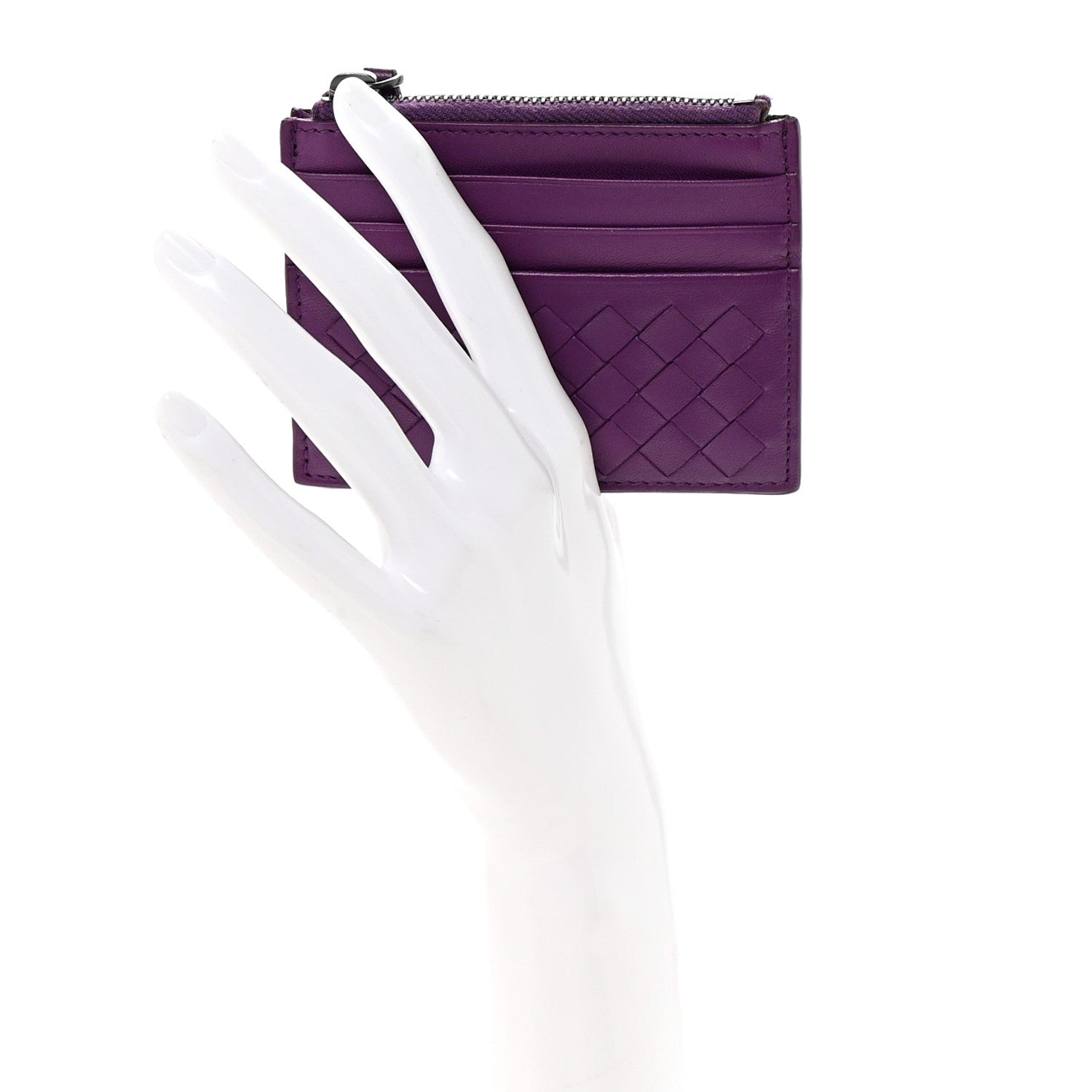 Bottega Veneta Nappa Intrecciato Zip Card Case Purple 2 of 7